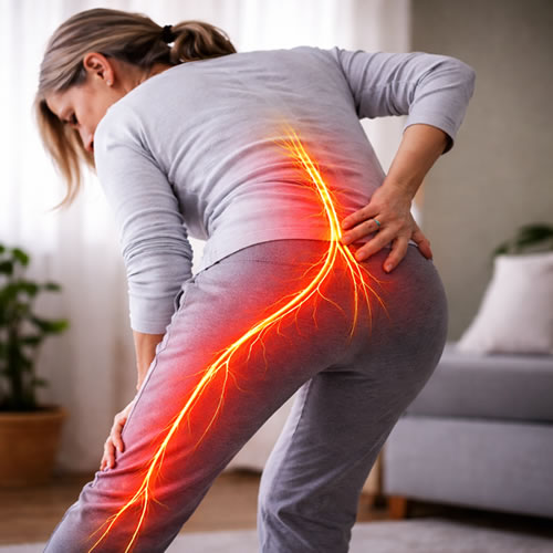femme courbée par une sciatique